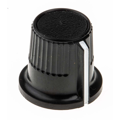 RS PRO 12mm Black Potentiometer Knob for 4mm Shaft Splined
