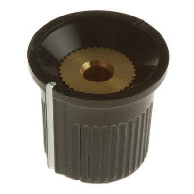 RS PRO 16.2mm Black, Red Potentiometer Knob for 3.2mm Shaft Splined