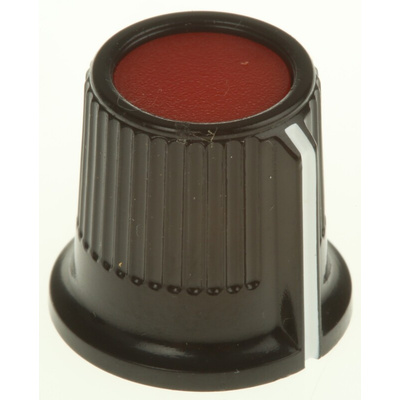 RS PRO 16.2mm Black, Red Potentiometer Knob for 3.2mm Shaft Splined