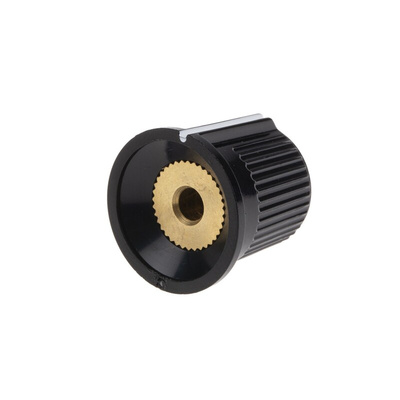 RS PRO 16.2mm Black Potentiometer Knob for 3.2mm Shaft Splined
