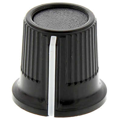 RS PRO 16mm Black Potentiometer Knob for 6.4mm Shaft Splined
