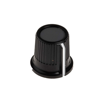 RS PRO 16.2mm Black, Grey Potentiometer Knob for 6.35mm Shaft Splined