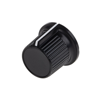 RS PRO 21mm Black Potentiometer Knob for 6.35mm Shaft Splined
