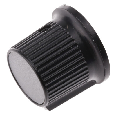 RS PRO 21mm Black, Grey Potentiometer Knob for 6.35mm Shaft Splined