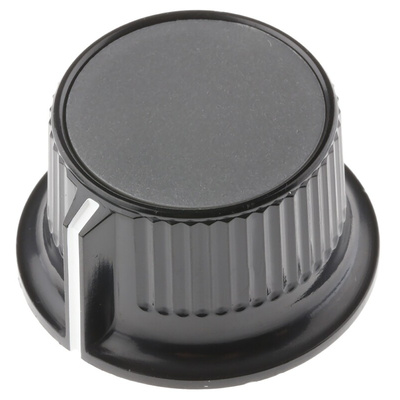 RS PRO 28mm Black, Grey Potentiometer Knob for 6.4mm Shaft Splined