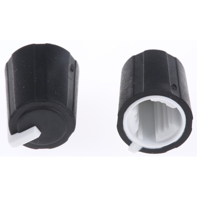 Sifam 11.5mm Black Potentiometer Knob for 6mm Shaft Splined, 3/03/TP110-006/237/224
