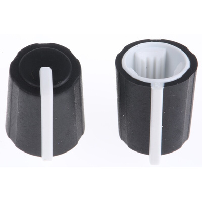 Sifam 11.5mm Black Potentiometer Knob for 6mm Shaft Splined, 3/03/TP110-006/237/224