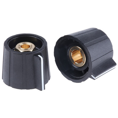 Sifam 21.5mm Black Potentiometer Knob for 6.35mm Shaft Splined, SP211 250 BLACK