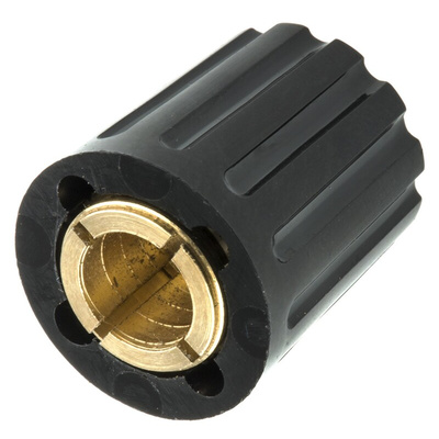 RS PRO 14.7mm Black Potentiometer Knob for 6.4mm Shaft Screw Fix