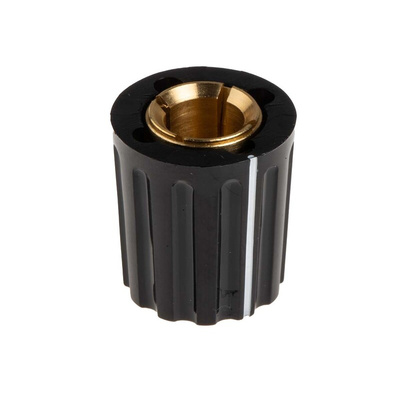 RS PRO 14.7mm Black Potentiometer Knob for 6.4mm Shaft Screw Fix