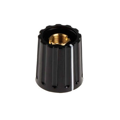 RS PRO 14.7mm Black Potentiometer Knob for 6.4mm Shaft Screw Fix