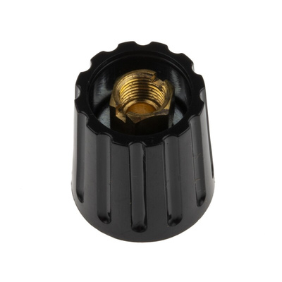 RS PRO 14.7mm Black Potentiometer Knob for 6mm Shaft