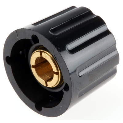 RS PRO 21.3mm Black Potentiometer Knob for 6mm Shaft