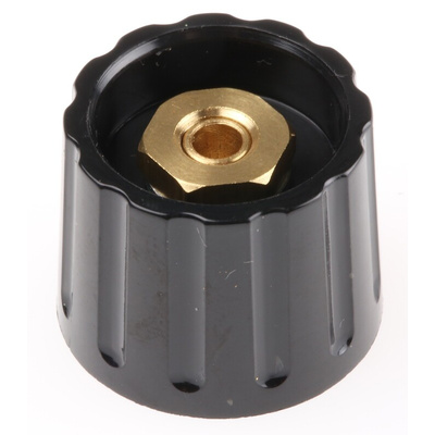 RS PRO 21.3mm Black Potentiometer Knob for 6mm Shaft