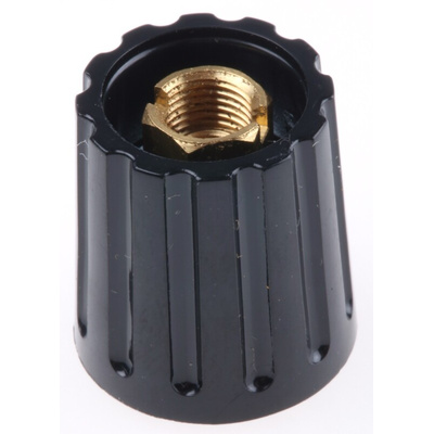 RS PRO 14.7mm Black Potentiometer Knob for 3.2mm Shaft Screw Fix