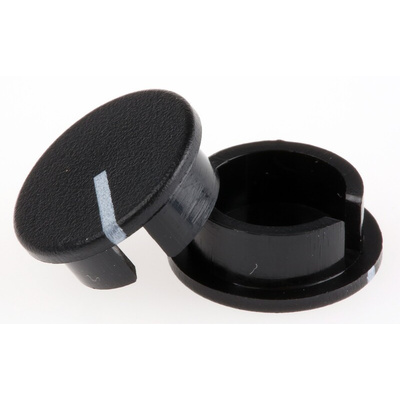 RS PRO 19mm Black Potentiometer Knob Cap for 6.4mm Shaft