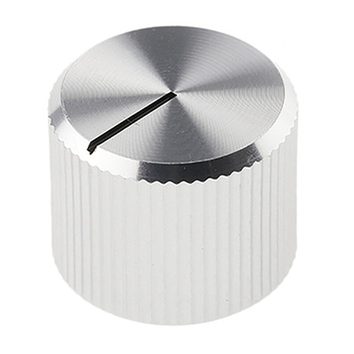 RS PRO 15mm Silver Potentiometer Knob for 6.4mm Shaft Splined