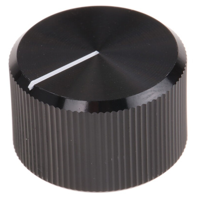 RS PRO 20mm Black Potentiometer Knob for 6.4mm Shaft Splined