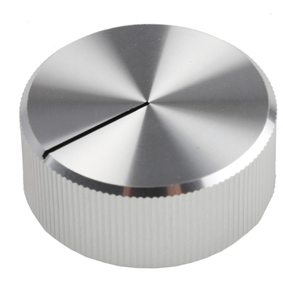 RS PRO 30mm Silver Potentiometer Knob for 6.4mm Shaft Splined