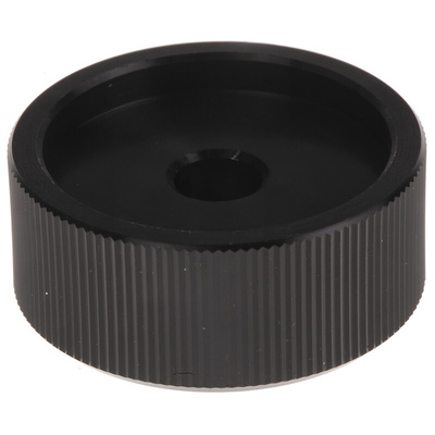 RS PRO 30mm Black Potentiometer Knob for 6.4mm Shaft Splined