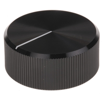 RS PRO 30mm Black Potentiometer Knob for 6.4mm Shaft Splined