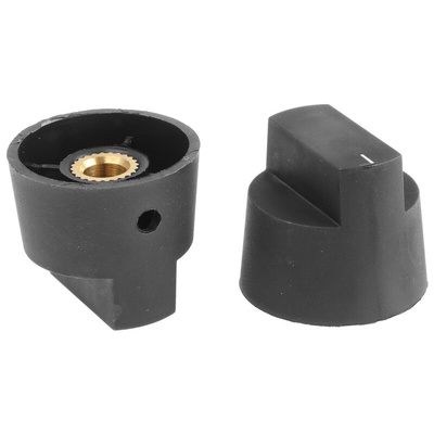 RS PRO 28mm Black Potentiometer Knob for 6.4mm Shaft