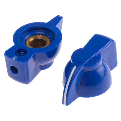 RS PRO 32mm Blue Potentiometer Knob for 6.35mm Shaft