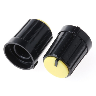 RS PRO 13.3mm Black Potentiometer Knob for 6mm Shaft Splined