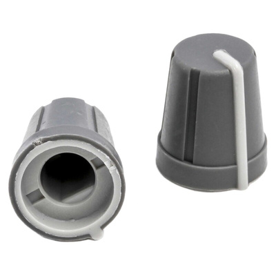 RS PRO 13mm Grey Potentiometer Knob for 6.4mm Shaft D Shaped