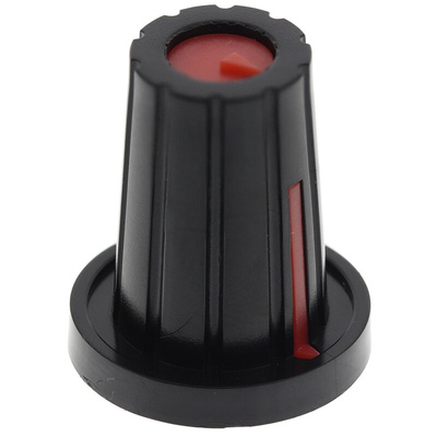 RS PRO 17mm Black Potentiometer Knob for 6.4mm Shaft D Shaped
