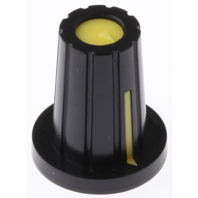 RS PRO 17mm Black Potentiometer Knob for 6.4mm Shaft D Shaped