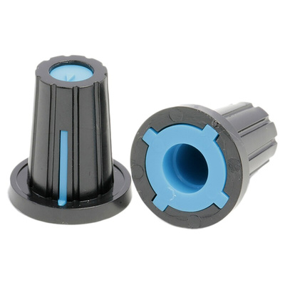 RS PRO 17mm Black Potentiometer Knob for 6.4mm Shaft D Shaped