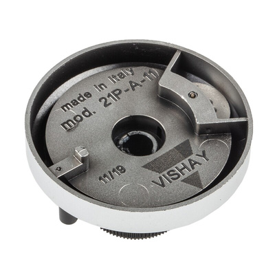 Vishay 46mm Chrome Potentiometer Knob for 6.35mm Shaft Splined, 21PA11B10