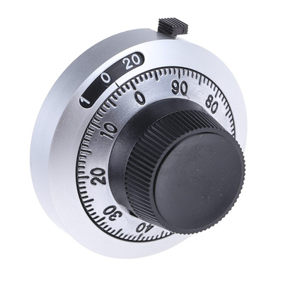 Bourns 46mm Black Potentiometer Knob for 6.35mm Shaft Splined, H-46-6A