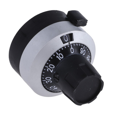 Bourns 22.8mm Black, Chrome Potentiometer Knob for 6.35mm Shaft Splined, H-516-6A