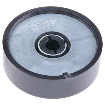 RS PRO 38.6mm Black Potentiometer Knob for 6mm Shaft Splined