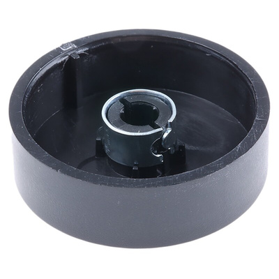 RS PRO 38.6mm Black Potentiometer Knob for 6mm Shaft Splined