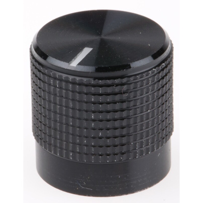 RS PRO 15mm Black Potentiometer Knob for 6mm Shaft Splined