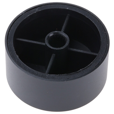 RS PRO 35mm Black Potentiometer Knob for 6mm Shaft Splined