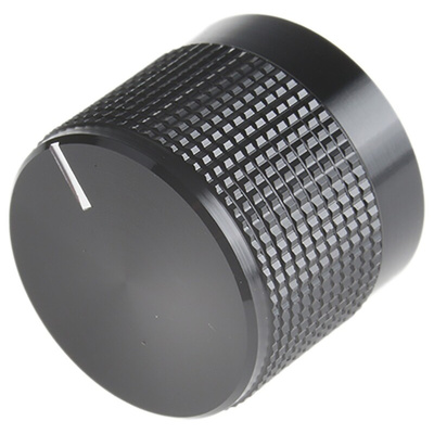 RS PRO 20mm Black Potentiometer Knob for 6mm Shaft Splined