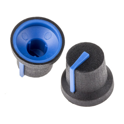 RS PRO 16.8mm Black Potentiometer Knob for 6mm Shaft Splined