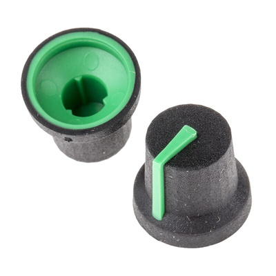 RS PRO 16.8mm Black Potentiometer Knob for 6mm Shaft Splined
