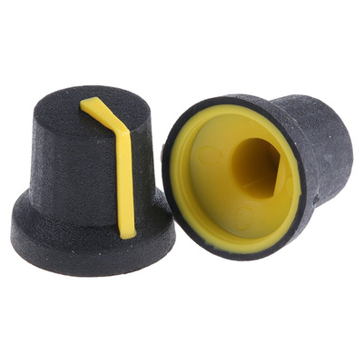RS PRO 16.8mm Black Potentiometer Knob for 6mm Shaft D Shaped
