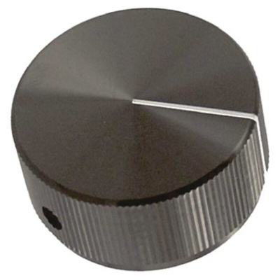 TE Connectivity 31.8mm Black Potentiometer Knob for 6.35mm Shaft Splined, KLN1250B1/4