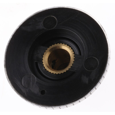TE Connectivity 29.7mm Black Potentiometer Knob for 6.35mm Shaft Splined, PKS1105B101/4