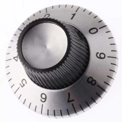 TE Connectivity 29.7mm Black Potentiometer Knob for 6.35mm Shaft Splined, PKS1105B101/4
