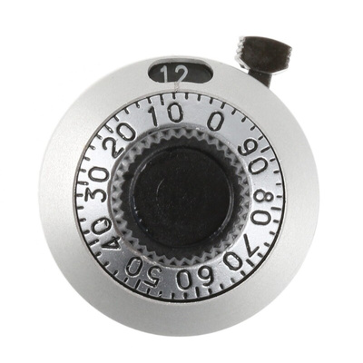 Vishay 22.2mm Chrome Potentiometer Knob for 6.35mm Shaft Splined, 18A11B10