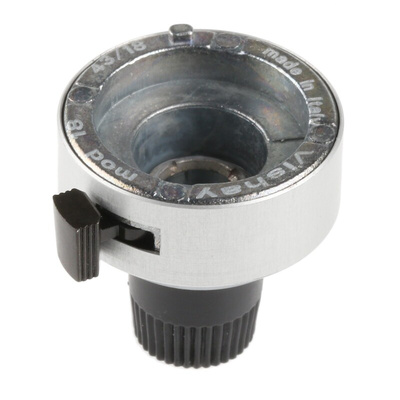 Vishay 22.2mm Chrome Potentiometer Knob for 6.35mm Shaft Splined, 18A11B10