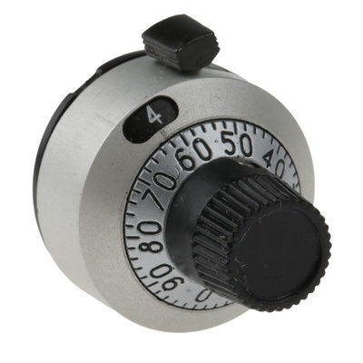Vishay 22.2mm Chrome Multiturn Dial for 6.35mm Shaft Splined, 18-A-11