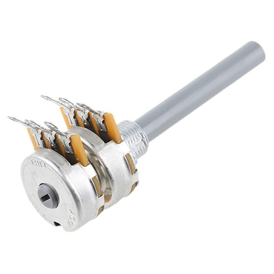 TE Connectivity 100kΩ Rotary Potentiometer 2-Gang Panel Mount, 27ESA104MMF50N